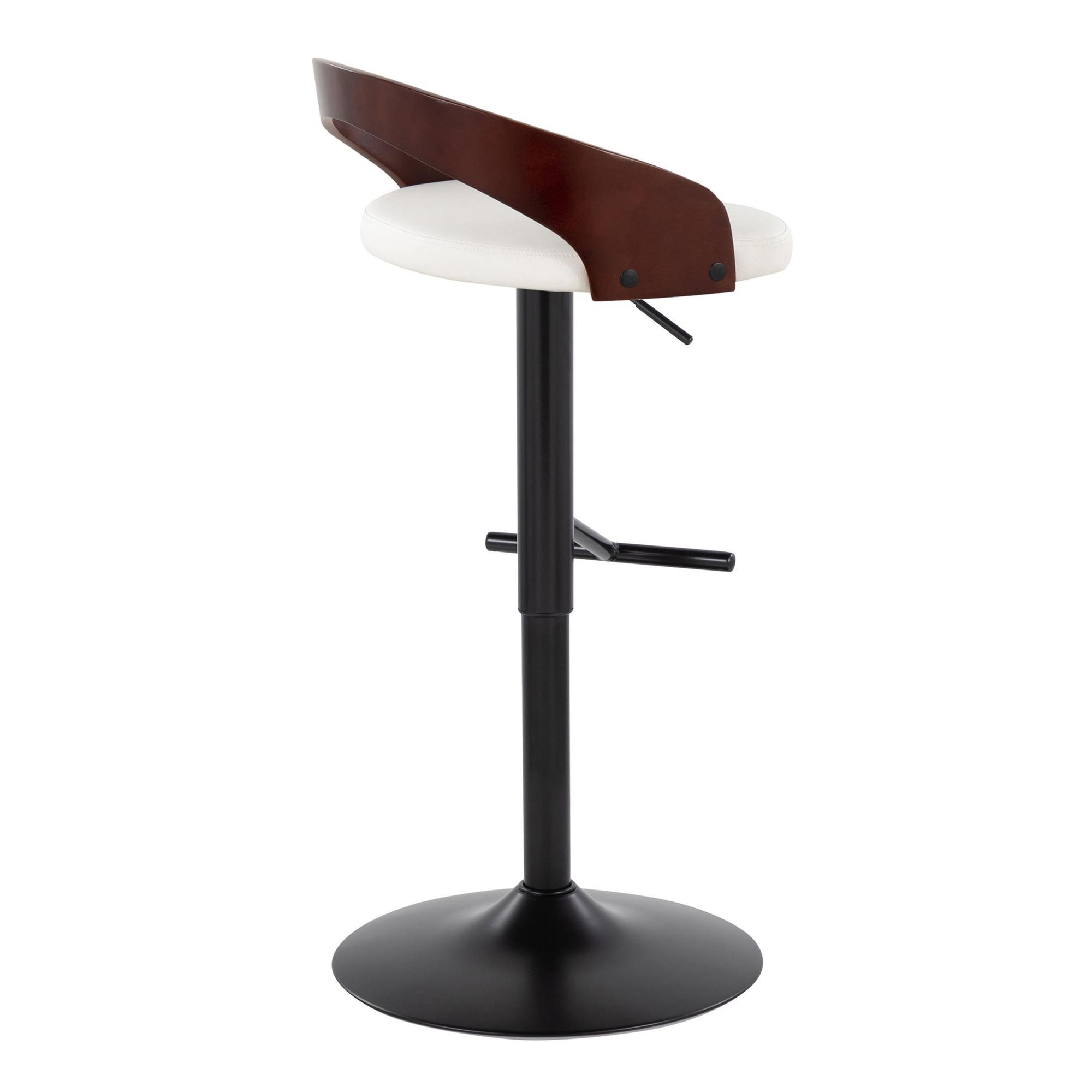 Grotto Black Metal White Faux Leather Adjustable Barstool (Set of 2) 6 Grotto Black Metal White Faux Leather Adjustable Barstool (Set of 2) - Image 6