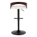 Grotto Black Metal White Faux Leather Adjustable Barstool (Set of 2) 16 Grotto Black Metal White Faux Leather Adjustable Barstool (Set of 2)