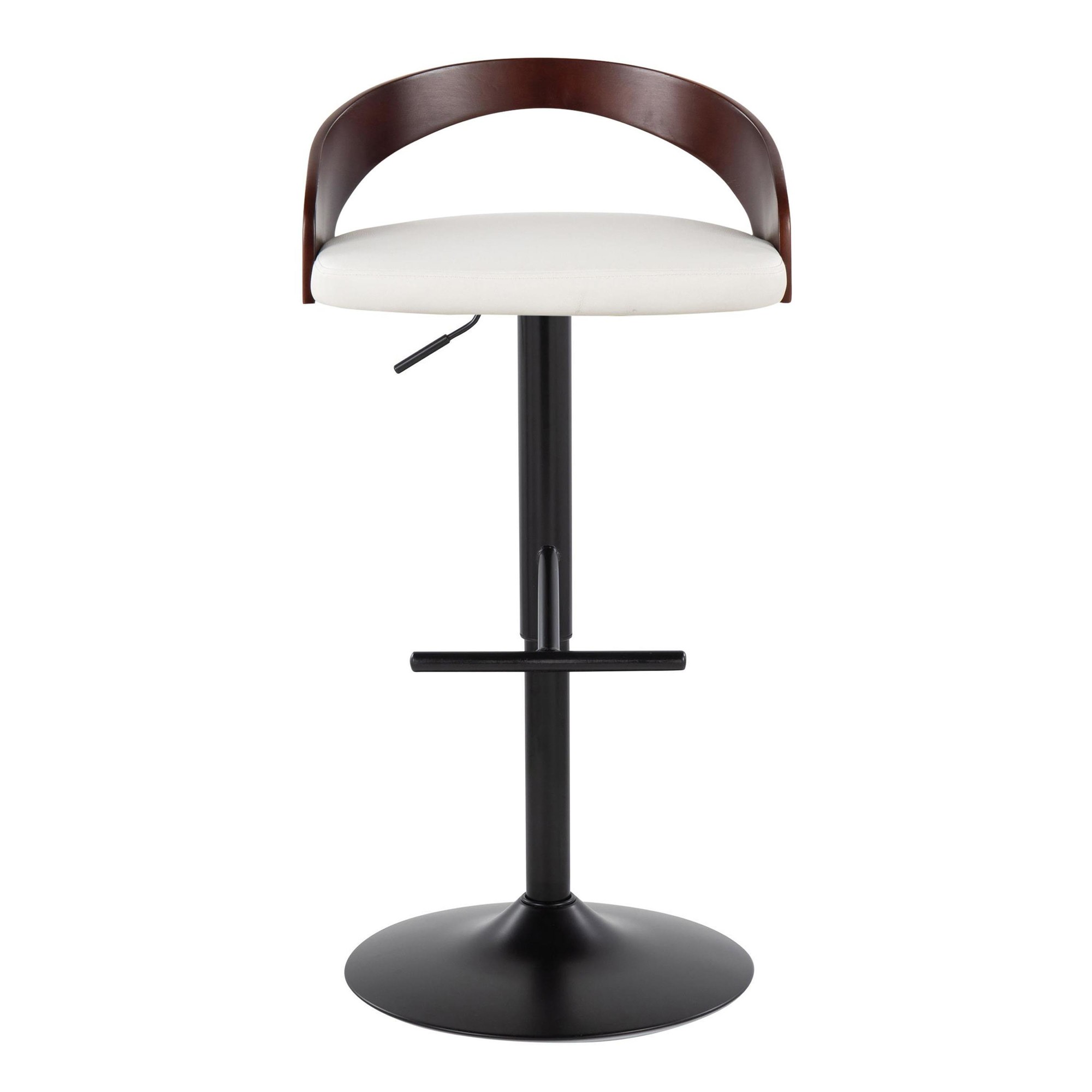 Grotto Black Metal White Faux Leather Adjustable Barstool (Set of 2) 8 Grotto Black Metal White Faux Leather Adjustable Barstool (Set of 2) - Image 8