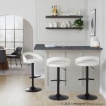 Grotto Black Metal White Velvet Contemporary Barstools (Set of 2) 12 Grotto Black Metal White Velvet Contemporary Barstools (Set of 2)