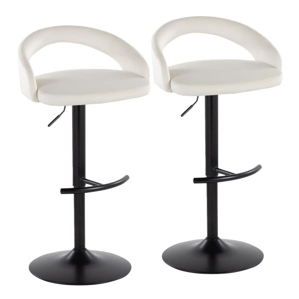 Grotto Black Metal White Velvet Contemporary Barstools Set of 2 2