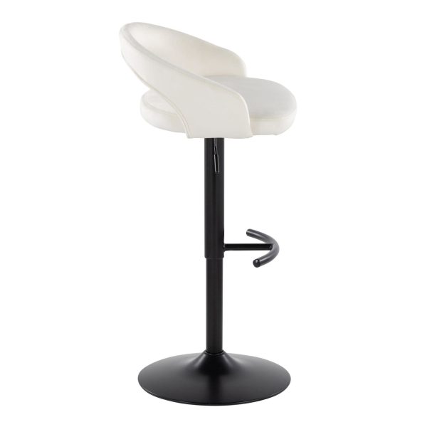 Grotto Black Metal White Velvet Contemporary Barstools Set of 2 4