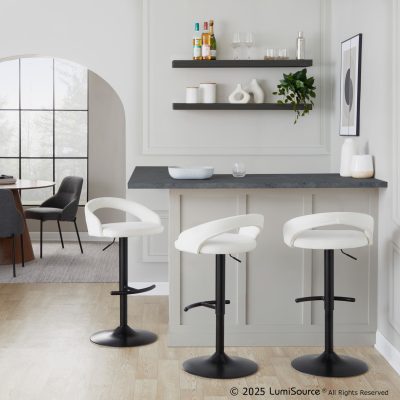 Grotto Black Metal White Velvet Contemporary Barstools (Set of 2)