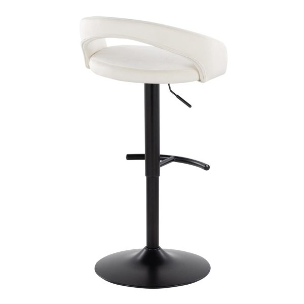 Grotto Black Metal White Velvet Contemporary Barstools Set of 2 5