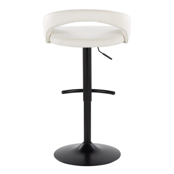 Grotto Black Metal White Velvet Contemporary Barstools Set of 2 6