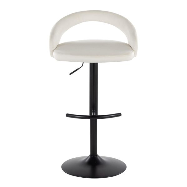 Grotto Black Metal White Velvet Contemporary Barstools Set of 2 7