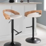 Grotto Black Metal Zebra Wood White Faux Leather Barstool (Set of 2) 11 Grotto Black Metal Zebra Wood White Faux Leather Barstool (Set of 2)