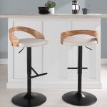 Grotto Black Metal Zebra Wood White Faux Leather Barstool (Set of 2) 10 Grotto Black Metal Zebra Wood White Faux Leather Barstool (Set of 2)