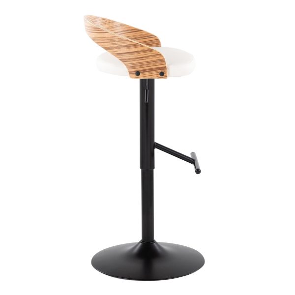 Grotto Black Metal Zebra Wood White Faux Leather Barstool Set of 2 4