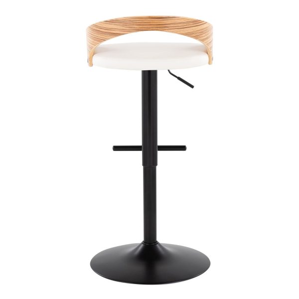 Grotto Black Metal Zebra Wood White Faux Leather Barstool Set of 2 6