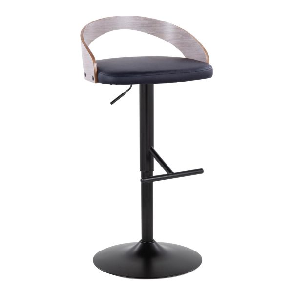 Grotto Black Swivel Adjustable Contemporary Barstool Pair Set of 2 3