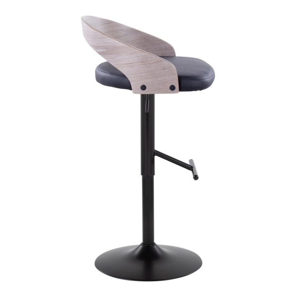 Grotto Black Swivel Adjustable Contemporary Barstool Pair Set of 2 4