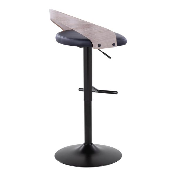 Grotto Black Swivel Adjustable Contemporary Barstool Pair Set of 2 5