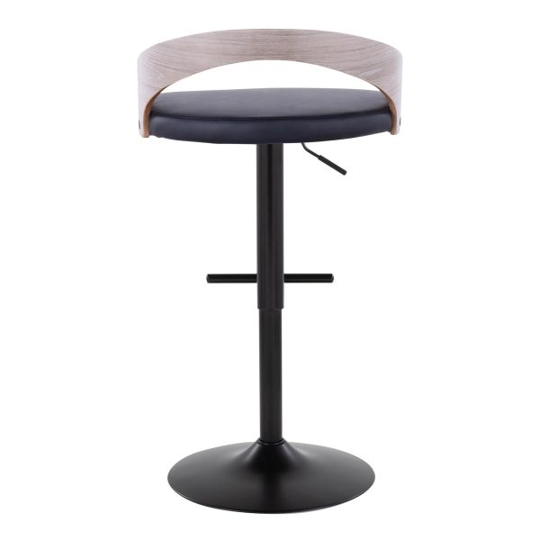 Grotto Black Swivel Adjustable Contemporary Barstool Pair Set of 2 6