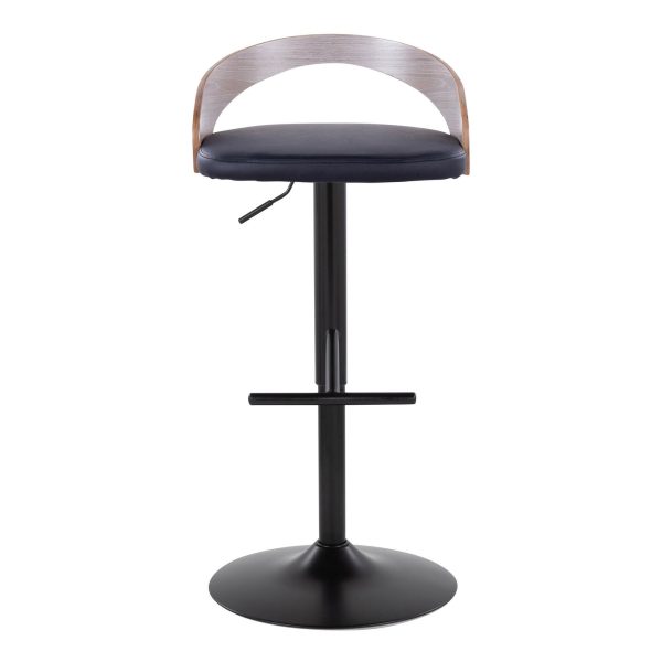 Grotto Black Swivel Adjustable Contemporary Barstool Pair Set of 2 7