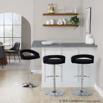 Grotto Black Velvet Chrome Contemporary Adjustable Barstools (Set of 2) 12 Grotto Black Velvet Chrome Contemporary Adjustable Barstools (Set of 2)