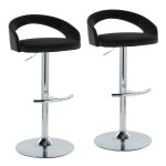Grotto Black Velvet Chrome Contemporary Adjustable Barstools (Set of 2) 13 Grotto Black Velvet Chrome Contemporary Adjustable Barstools (Set of 2)