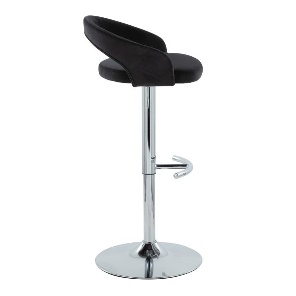 Grotto Black Velvet Chrome Contemporary Adjustable Barstools Set of 2 4