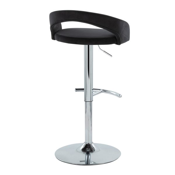 Grotto Black Velvet Chrome Contemporary Adjustable Barstools Set of 2 5