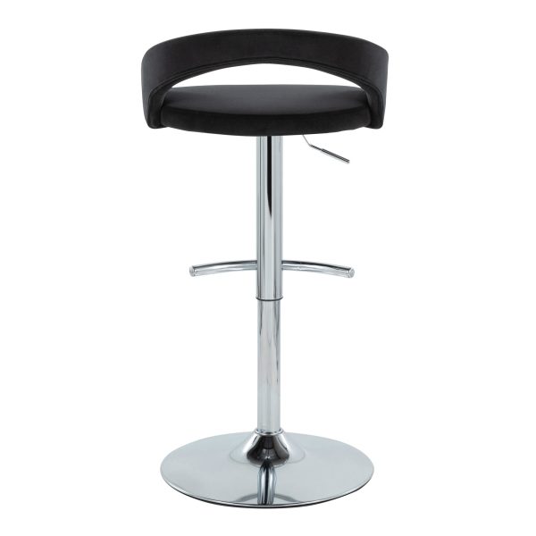 Grotto Black Velvet Chrome Contemporary Adjustable Barstools Set of 2 6