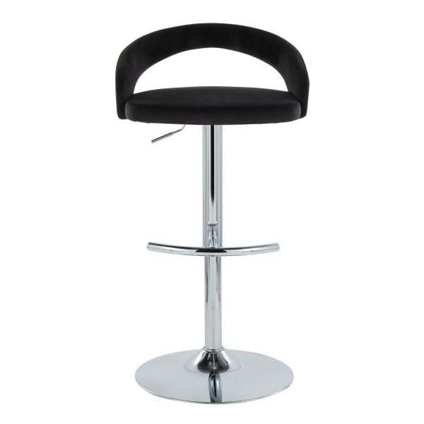 Grotto Black Velvet Chrome Contemporary Adjustable Barstools Set of 2 7