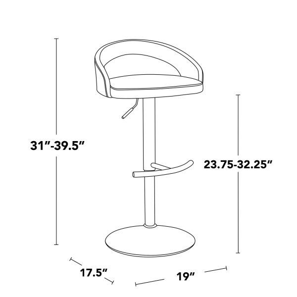Grotto Black Velvet Chrome Contemporary Adjustable Barstools Set of 2 8