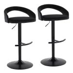 Grotto Black Velvet Contemporary Adjustable Barstools (Set of 2) 13 Grotto Black Velvet Contemporary Adjustable Barstools (Set of 2)