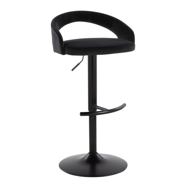 Grotto Black Velvet Contemporary Adjustable Barstools Set of 2 3