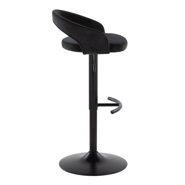 Grotto Black Velvet Contemporary Adjustable Barstools Set of 2 4