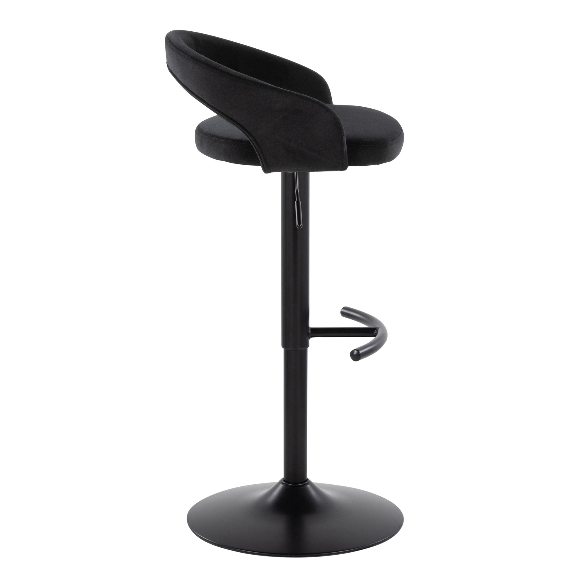 Grotto Black Velvet Contemporary Adjustable Barstools (Set of 2) 5 Grotto Black Velvet Contemporary Adjustable Barstools (Set of 2) - Image 5