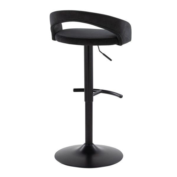 Grotto Black Velvet Contemporary Adjustable Barstools Set of 2 5