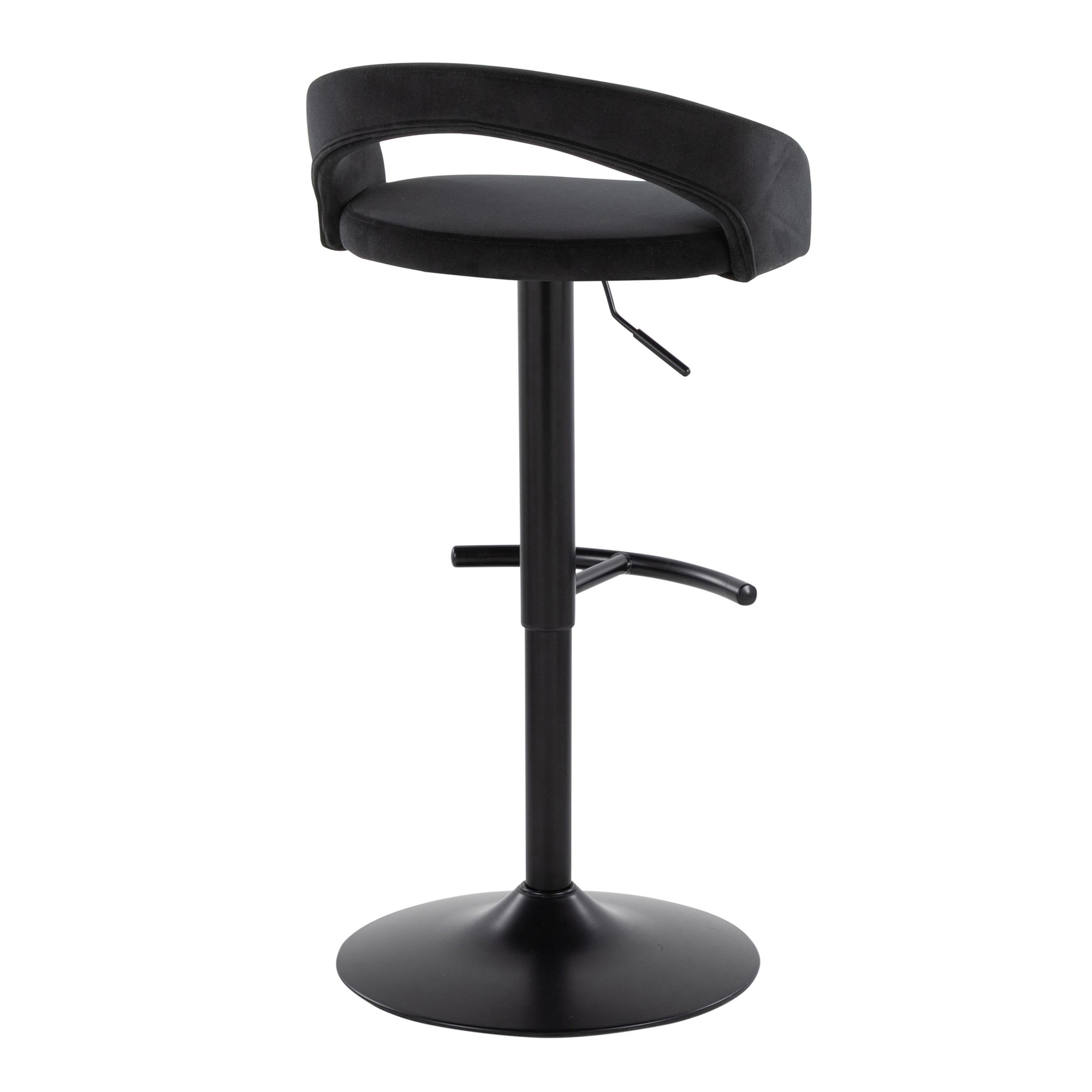 Grotto Black Velvet Contemporary Adjustable Barstools (Set of 2) 6 Grotto Black Velvet Contemporary Adjustable Barstools (Set of 2) - Image 6