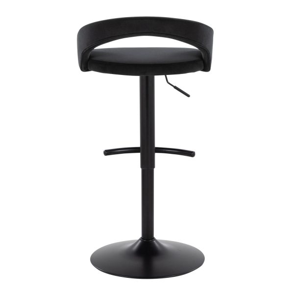 Grotto Black Velvet Contemporary Adjustable Barstools Set of 2 6