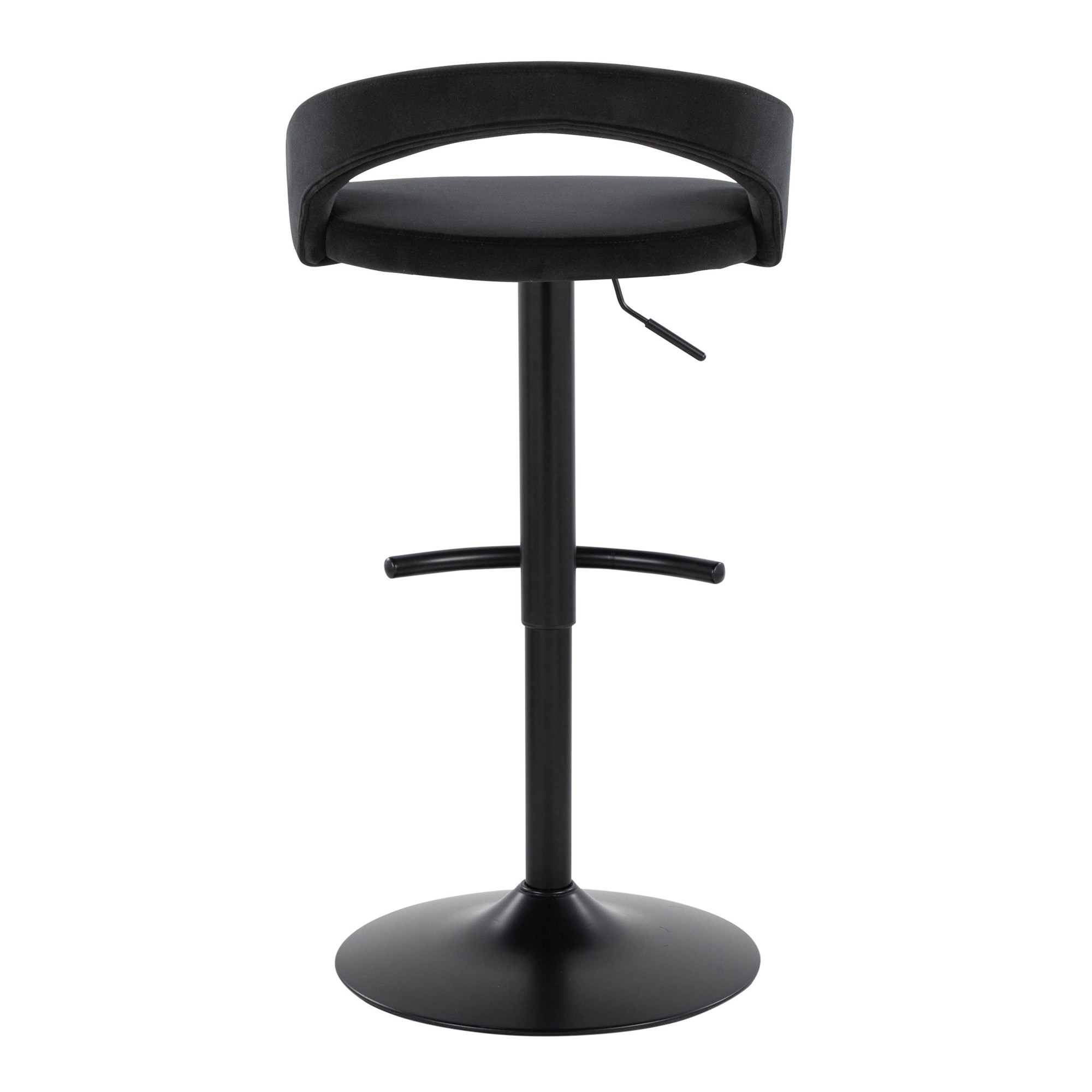 Grotto Black Velvet Contemporary Adjustable Barstools (Set of 2) 7 Grotto Black Velvet Contemporary Adjustable Barstools (Set of 2) - Image 7