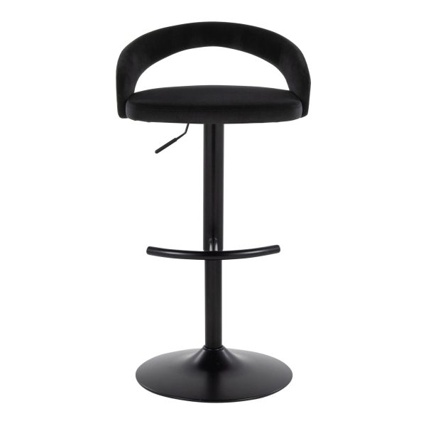 Grotto Black Velvet Contemporary Adjustable Barstools Set of 2 7