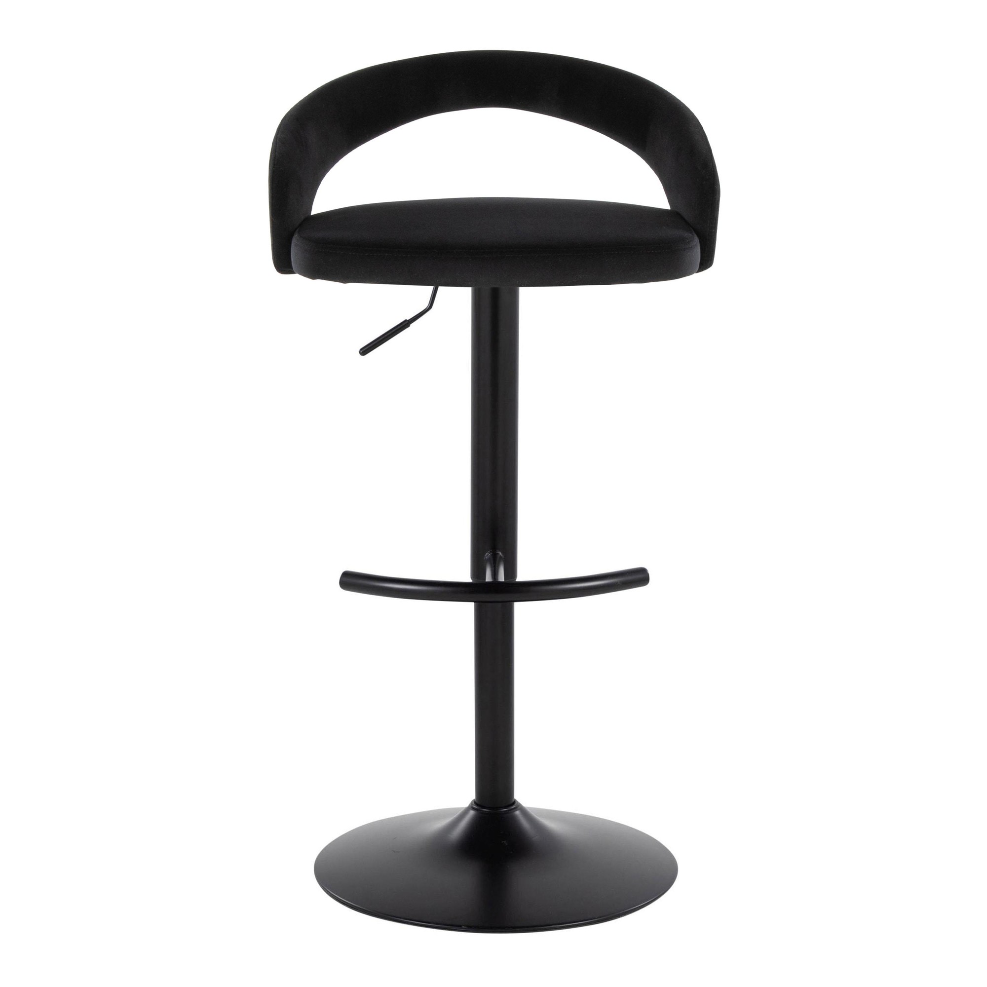 Grotto Black Velvet Contemporary Adjustable Barstools (Set of 2) 8 Grotto Black Velvet Contemporary Adjustable Barstools (Set of 2) - Image 8