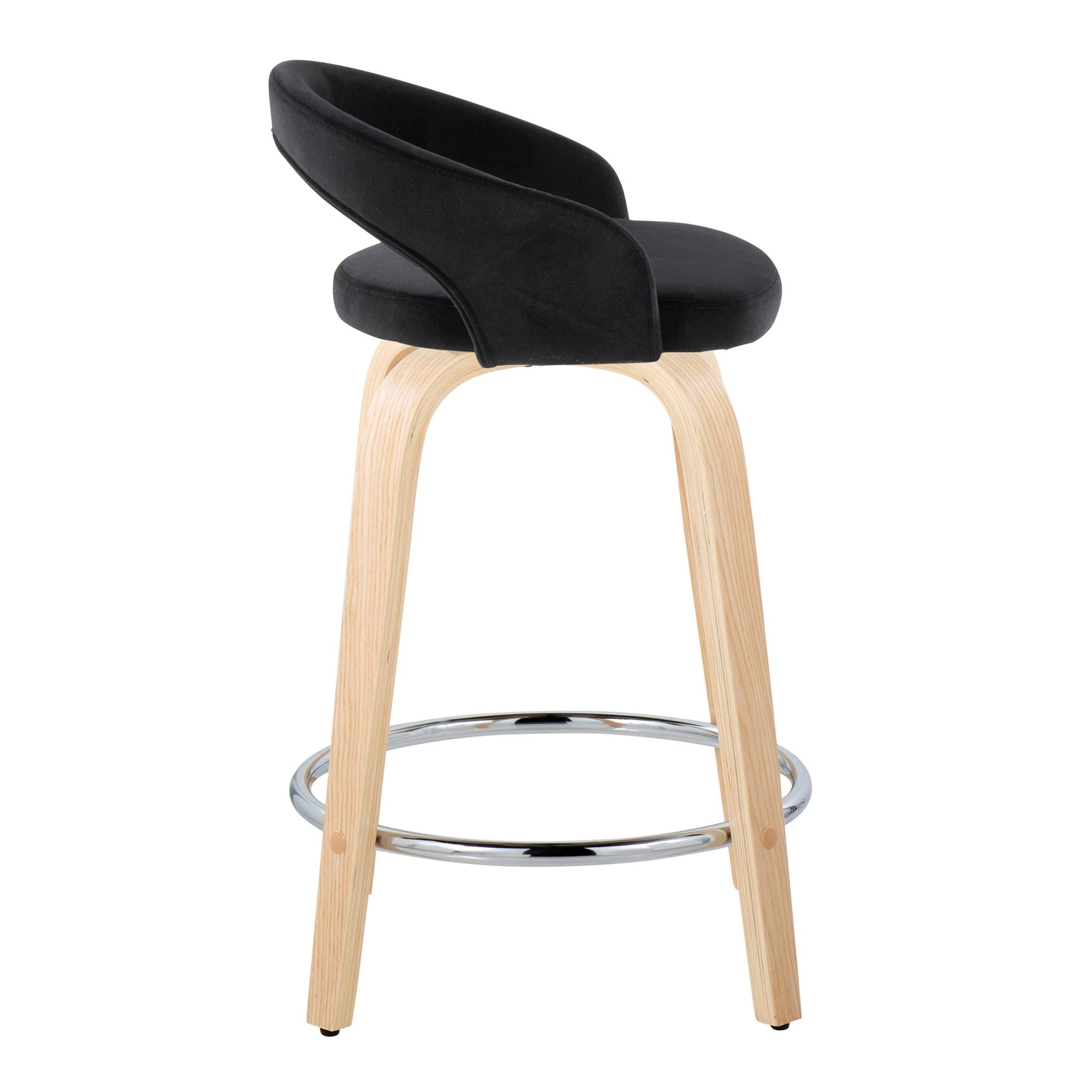 Grotto Black Velvet Contemporary Counter Stools (Set of 2) 5 Grotto Black Velvet Contemporary Counter Stools (Set of 2) - Image 5