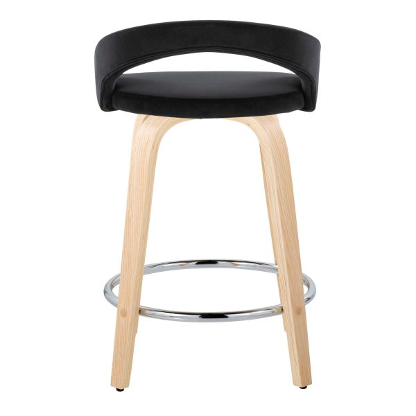 Grotto Black Velvet Contemporary Counter Stools Set of 2 6