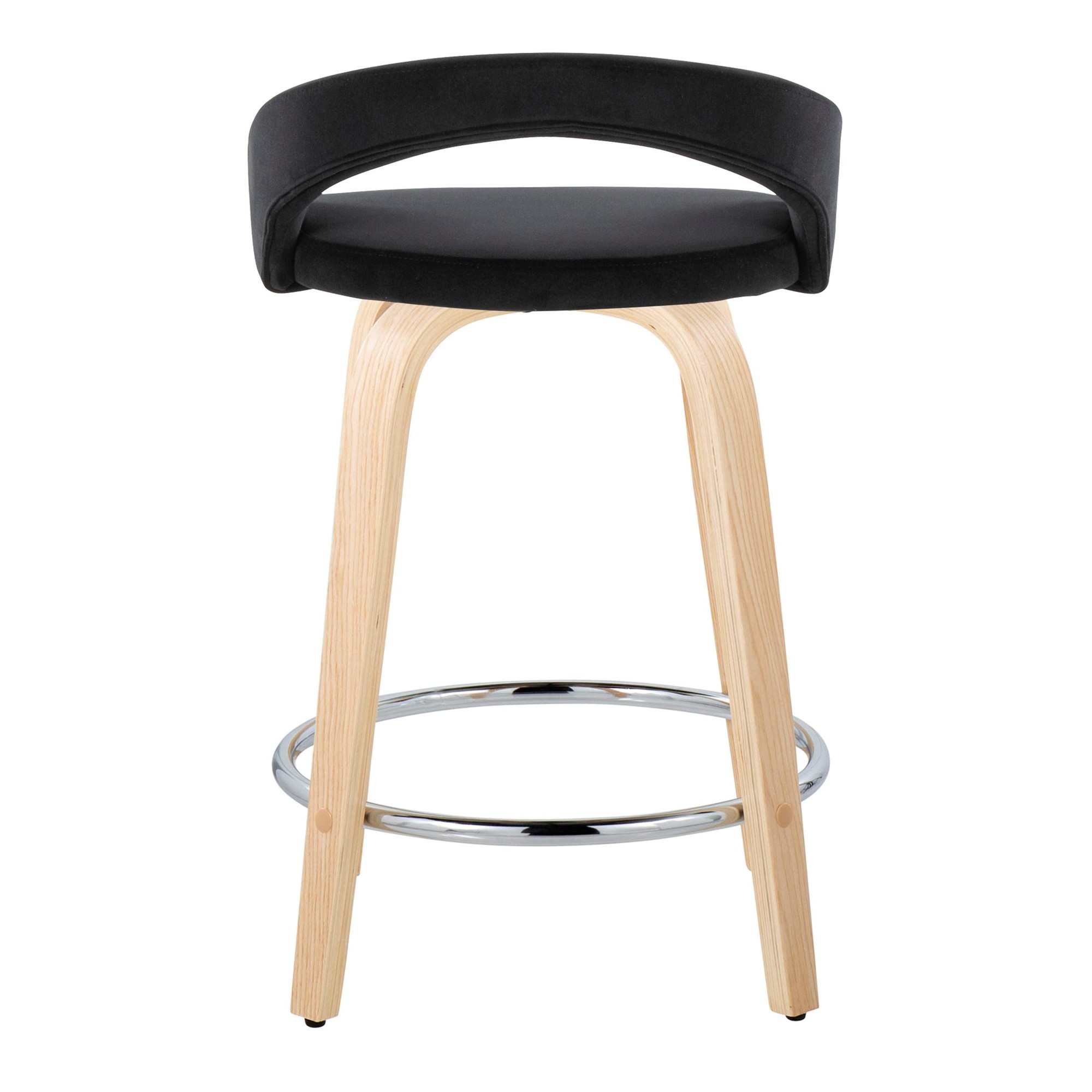 Grotto Black Velvet Contemporary Counter Stools (Set of 2) 7 Grotto Black Velvet Contemporary Counter Stools (Set of 2) - Image 7