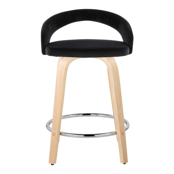 Grotto Black Velvet Contemporary Counter Stools Set of 2 7
