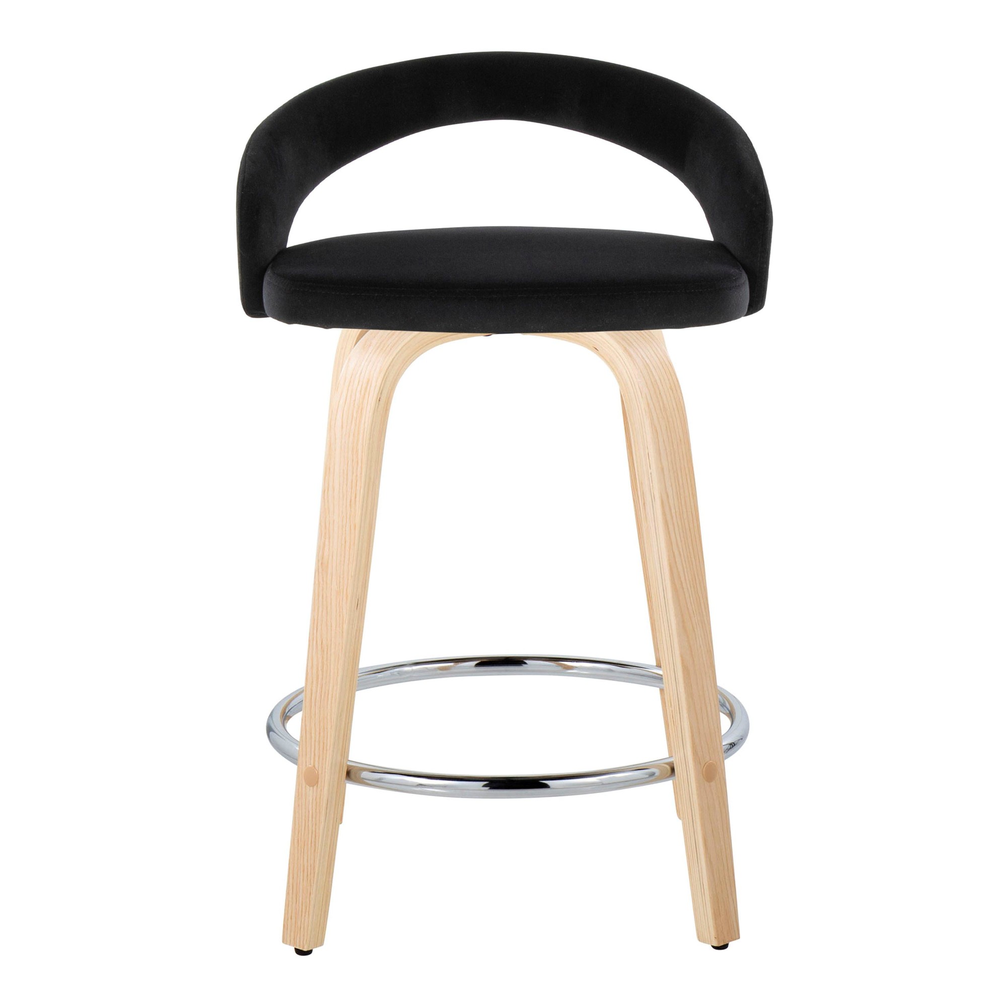 Grotto Black Velvet Contemporary Counter Stools (Set of 2) 8 Grotto Black Velvet Contemporary Counter Stools (Set of 2) - Image 8