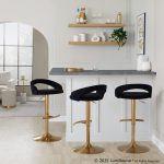 Grotto Black Velvet Gold Contemporary Adjustable Barstools (Set of 2) 11 Grotto Black Velvet Gold Contemporary Adjustable Barstools (Set of 2)