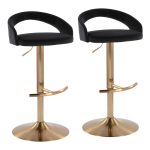 Grotto Black Velvet Gold Contemporary Adjustable Barstools (Set of 2) 13 Grotto Black Velvet Gold Contemporary Adjustable Barstools (Set of 2)