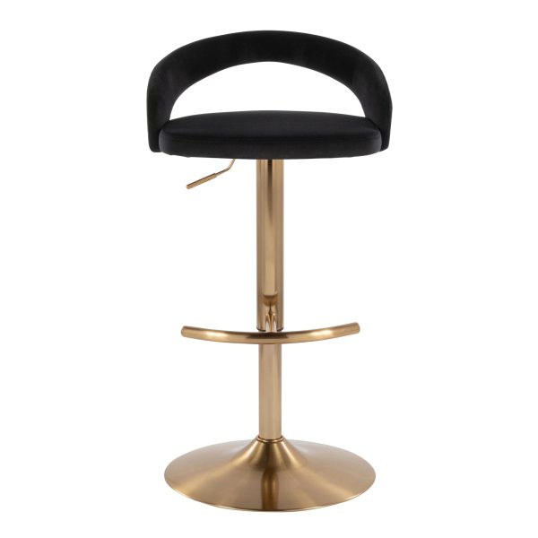 Grotto Black Velvet Gold Contemporary Adjustable Barstools Set of 2 7