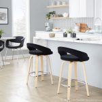 Grotto Black Velvet Natural Wood Contemporary Swivel Stools 26-Inch (Set of 2) 12 Grotto Black Velvet Natural Wood Contemporary Swivel Stools 26-Inch (Set of 2)