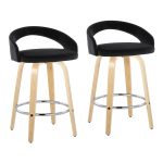Grotto Black Velvet Natural Wood Contemporary Swivel Stools 26-Inch (Set of 2) 13 Grotto Black Velvet Natural Wood Contemporary Swivel Stools 26-Inch (Set of 2)