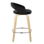 Grotto Black Velvet Natural Wood Contemporary Swivel Stools 26-Inch (Set of 2) 15 Grotto Black Velvet Natural Wood Contemporary Swivel Stools 26-Inch (Set of 2)