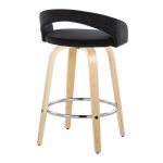 Grotto Black Velvet Natural Wood Contemporary Swivel Stools 26-Inch (Set of 2) 16 Grotto Black Velvet Natural Wood Contemporary Swivel Stools 26-Inch (Set of 2)