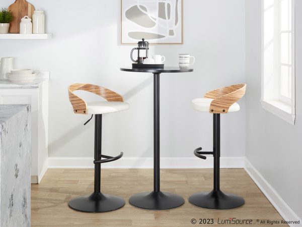 Grotto Black Zebra and White Adjustable Contemporary Barstools Set of 2 2