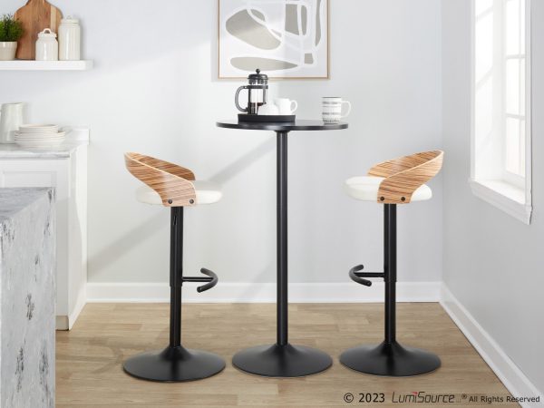 Grotto Black Zebra and White Adjustable Contemporary Barstools Set of 2 3